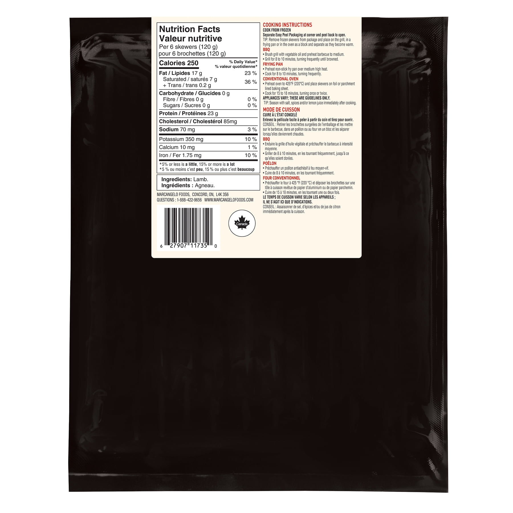 Marcangelo Halal Agneau Spiedini 12ct 240g / 12 x 20g / 8 count