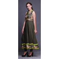 thumbnail image 3 of Bimba Robe Anarkali à Col Mandarin pour Femmes, Gris Foncé, Imprimé Aquarelle, Ethnique Indienne, Kurta, XXX-Large, 3 of 6