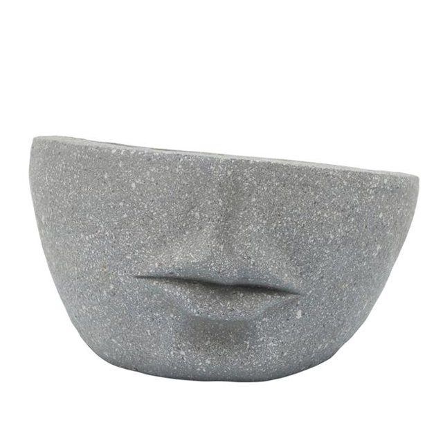 Benjara BM238183 7 x 12 x 12 Po Demi-Planteur de Résine de Visage Humain Incliné & 44; Gris