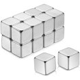 thumbnail image 1 of Pack of 16 Neodymium Cube Magnets Extra Strong Set for Glass Magnetic Boards Fridge Memo Board Whiteboard School Teacher Map Office with Storage Container Silver (10 x 10 x 10 mm), 1 of 7