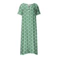 thumbnail image 2 of Pisexur Robe à Manches Courtes à Col en V Longueur Genou Mode Femmes Été Imprimé Décontracté Col en V Bouton Manches Courtes Vacances Poches Robe Femmes Robe, 2 of 6