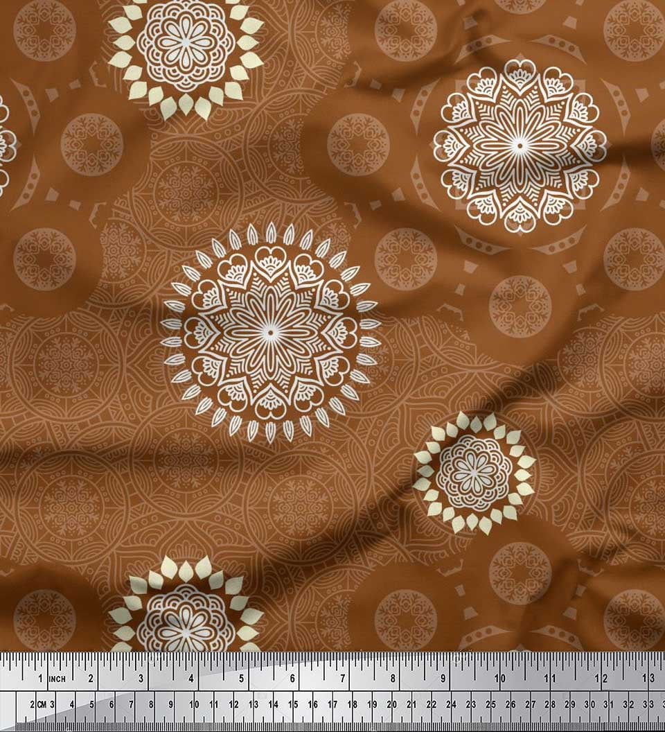 Soimoi Moss Georgette Fabric Mandala Ethnic Fabric Prints by Yard 42 Inch Wide