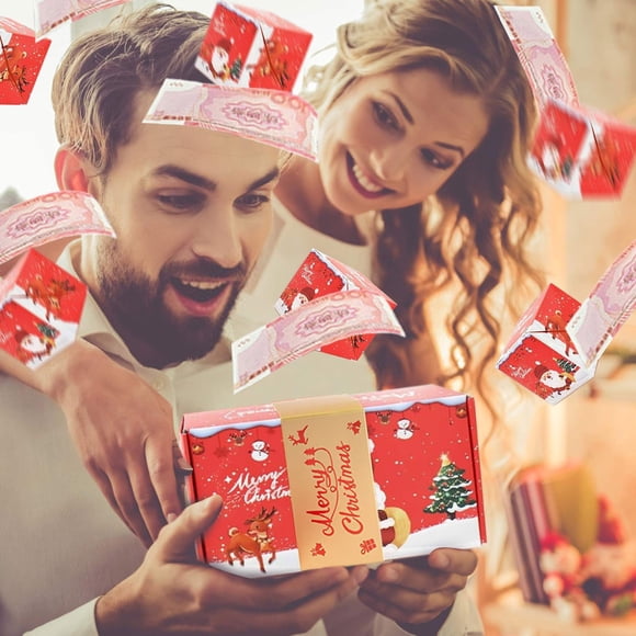 ZZkhGO Christmas Surprise Bounce Box, Pop Up Gift Box Set with Red Envelope, Holiday Present for Romantic Gift