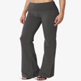 thumbnail image 3 of Pantalon de Yoga Décontracté pour Femmes Grande Taille, Basique, Taille Repliable, Confortable, en Coton Extensible, Coupe Bootcut, 3 of 7