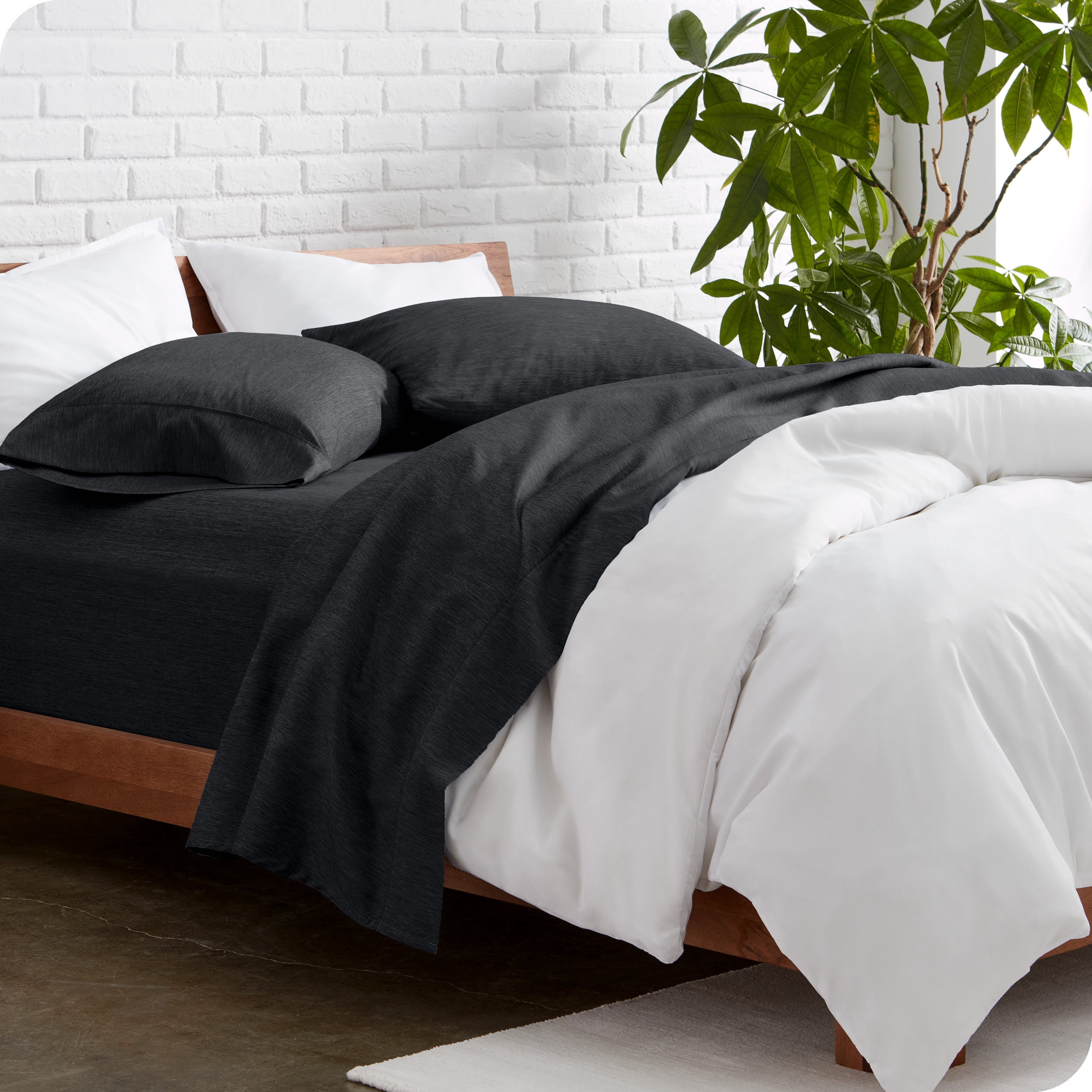 Bare Home Premium 1800 Collection 3-Piece Bed Sheet Set, Twin, Heathered Black