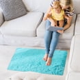 thumbnail image 1 of yulier Small Throw Rug, 20x32 inch Fluffy Shaggy Soft Area Rug Non Slip Bedside Rug Rectangular Carpet for Bedroom Nursery Dorm Room Decor, Sky Blue, 1 of 2