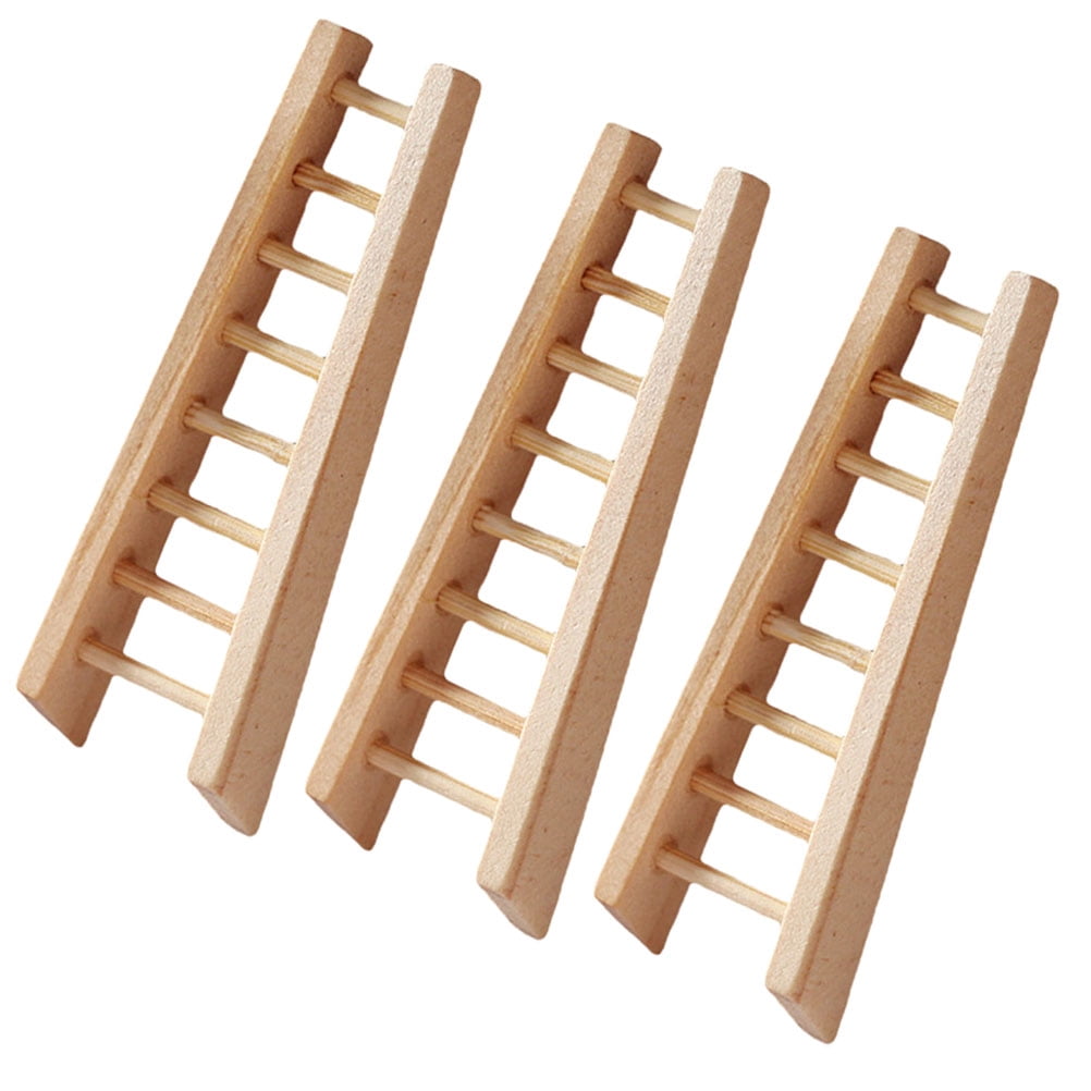 HONMEET 3Pcs Miniature Step Ladder for Home and DIY Projects 6.00X2.00X0.85in