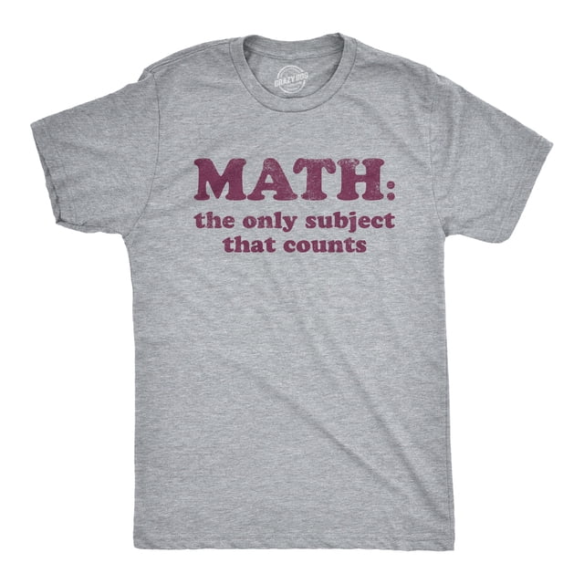 Mens Math The Only Subject That Counts T Shirt Funny School Teacher Pun Novelty Tee (Light Grey) - 3XL