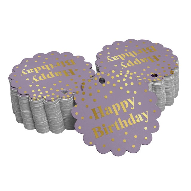 Inkdotpot Real Gold Foil Happy Birthday Tags Favor Hang Paper Tags 100 Pieces