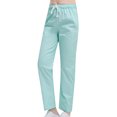 thumbnail image 1 of Yuyuzo Women Casual Pants Elastic Drawstring High Waisted Solid Color Slacks Straight Leg Bootcut Trousers, 1 of 4