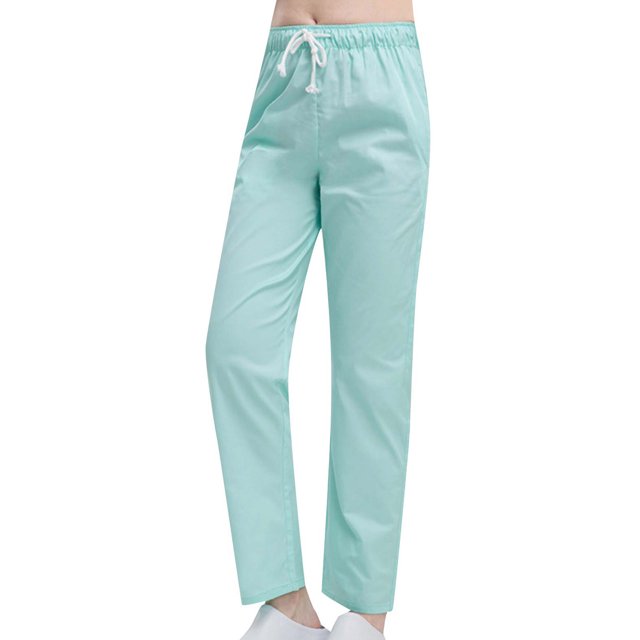 Yuyuzo Women Casual Pants Elastic Drawstring High Waisted Solid Color Slacks Straight Leg Bootcut Trousers