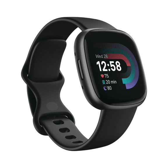 Open Box - Fitbit Versa 4 Fitness Smartwatch GPS Heart Rate Sleep Tracker - Black/Graphite