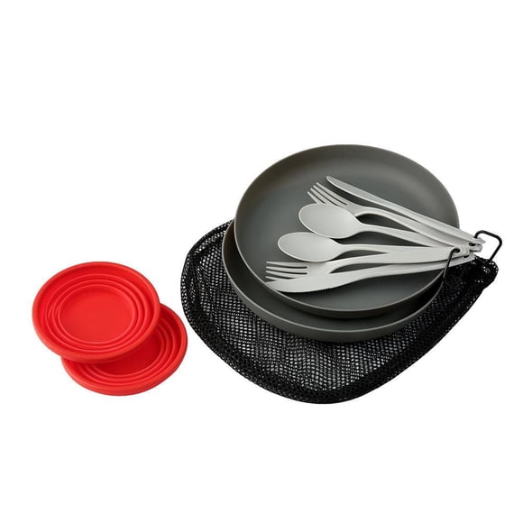 Ozark Trail 2 Person Table Set with Plastic Plates and Flatware, and Silicone Cups