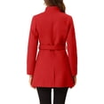 thumbnail image 3 of INSPIRE CHIC Manteau Trench Long Classique d'Hiver pour Femme à Col Montant avec Ceinture à Nouer TP Rouge, 3 of 7