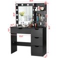 thumbnail image 4 of Ourlova Coiffeuse Table avec Miroir/station de Recharge/3 Modes d'Éclairage Lumières à Luminosité Réglable - Coiffeuse pour Chambre Commode avec 4 Tiroirs de Rangement Armoire/2 Étagères de Rangement - Noir, 4 of 6