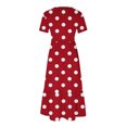 thumbnail image 4 of Tumotour Robe d'Été pour Femmes, Imprimée, Ample, Décontractée, à Manches Courtes, Col Ras du Cou, Ligne A, Évasée, Fluide, à Étages, Chemise, Maxi, Plage, Longue, 2025, Tenues Tendance avec Poches, 4 of 4
