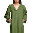 thumbnail image 3 of Moomaya Solid Nightdress For Ladies Cotton Ruffled Border Nursing Nightwear, 3 of 6