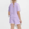 thumbnail image 3 of Économies d'Été! HVOBTTY Ensemble Décontracté 2 Pcs à Manches Courtes pour Filles, Ensemble de Mode Décontracté à Manches Courtes pour Garçons et Filles avec Col Rond, Boutons et Short Imprimé Violet, 10 Ans, 3 of 4