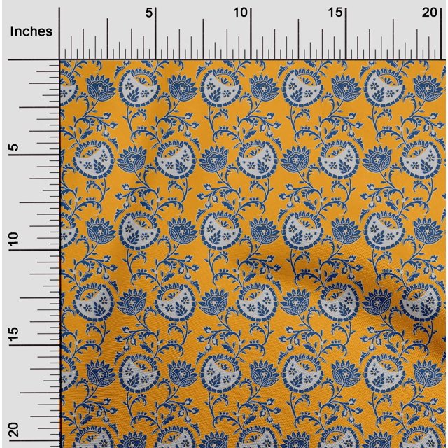 oneOone Georgette Viscose Fabric Leaves & Floral Block Print Fabric By Yard 42 Inch Wide