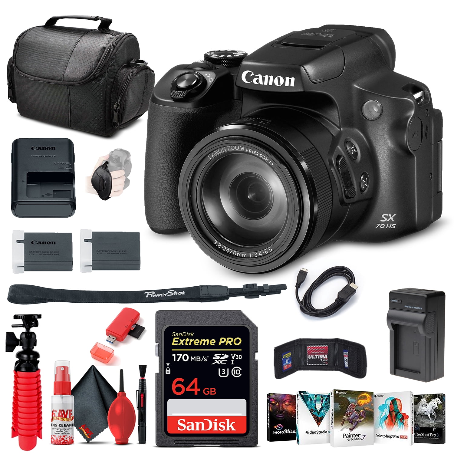 Canon PowerShot SX70 HS Appareil Photo Numérique (3071C001) (Neuf) Wi-Fi + Carte 64 Go + Plus (Modèle International)