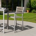 thumbnail image 1 of CorLiving Gallant Weather-Resistant Aluminum and Poly-Wood Stackable Outdoor Bar-Height Chairs, Silver Grey/Taupe (Set of 2), 1 of 8