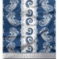 thumbnail image 1 of Soimoi White Poly Georgette Fabric Stripe & Paisley Decor Fabric Printed Yard 52 Inch Wide, 1 of 3