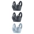 thumbnail image 1 of Timegard Womens 3pc Plus Size Bras Full Coverage Mesh Wirefree Breathable Everyday Bras with Support, 1 of 2