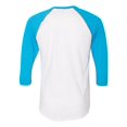 thumbnail image 4 of T-shirt Raglan à Manches Trois-Quarts 5050, XS, Bleu Chiné Blanc, 4 of 4