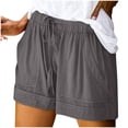 thumbnail image 1 of Dvprdro Women's Plus Size Shorts Summer Casual Loose Solid Elastic Waist Drawstring Shorts with Pockets, 1 of 5