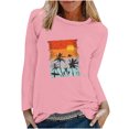 thumbnail image 2 of EQWLJWE Chemisiers à Manches Longues pour Femmes Mode T-Shirts Décontractés à Manches Longues Imprimés de Printemps à Col Rond Hauts Vêtements d'Automne pour Femmes, 2 of 6