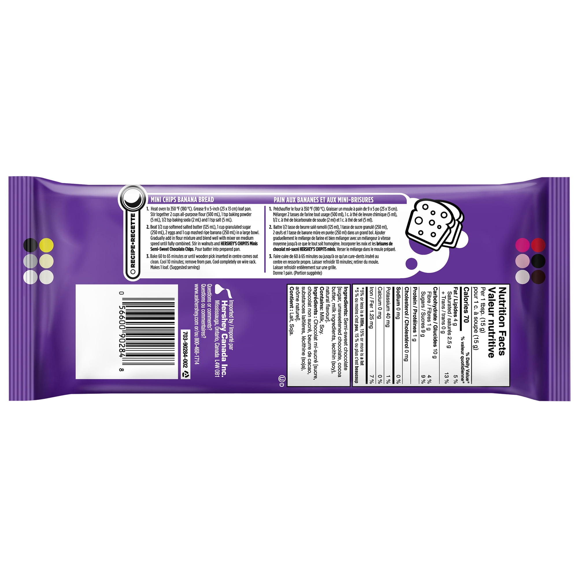Brisures miniatures de chocolat mi-sucré HERSHEY'S CHIPITS, 270 g