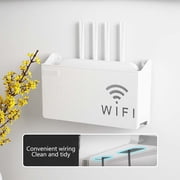 Czzoypi Wall Mounted Router Box, Punch-Free Cable Management Storage Box, Modern Plastic Wall Shelf for Home Office Router Modem Network Device Organization, White