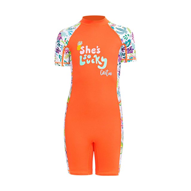 Neoprene Piece Swimsuit Girls Wetsuit Orange S