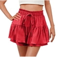 thumbnail image 1 of Besolor Shorts for Women Trendy Ruffled High Waisted Drawstring Casual Flowy Summer Beach Vacation Skirt Shorts, 1 of 7