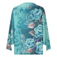 thumbnail image 4 of XZNGL 3/4 Sleeve Tops for Women Womens Casual Trumpet 3/4 Sleeve Printed Buttoned Basic Ruched Tops Pleated Blouses Women Blouses and Tops Fashion Womens Tops 3/4 Sleeve, 4 of 8