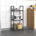 thumbnail image 4 of Sentmoon Corner Shelves Corner Stand Kitchen Storage Rack Microwave Cookware Organizer Movable Iron Shelving Unit Reinforced Floor-Standing Multi-Purpose Storage Rack, 4 of 9