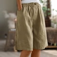 thumbnail image 2 of Timegard Women's Cotton Linen Wide Leg Elastic Waisted Casual Shorts with Pockets, XX-Large, Loose Fit, 2 of 7