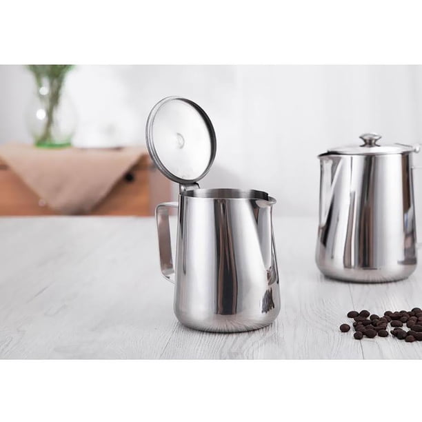 Abbracc Milk Jug, Stainless Steel Milk Jug with Lid, Perfect for