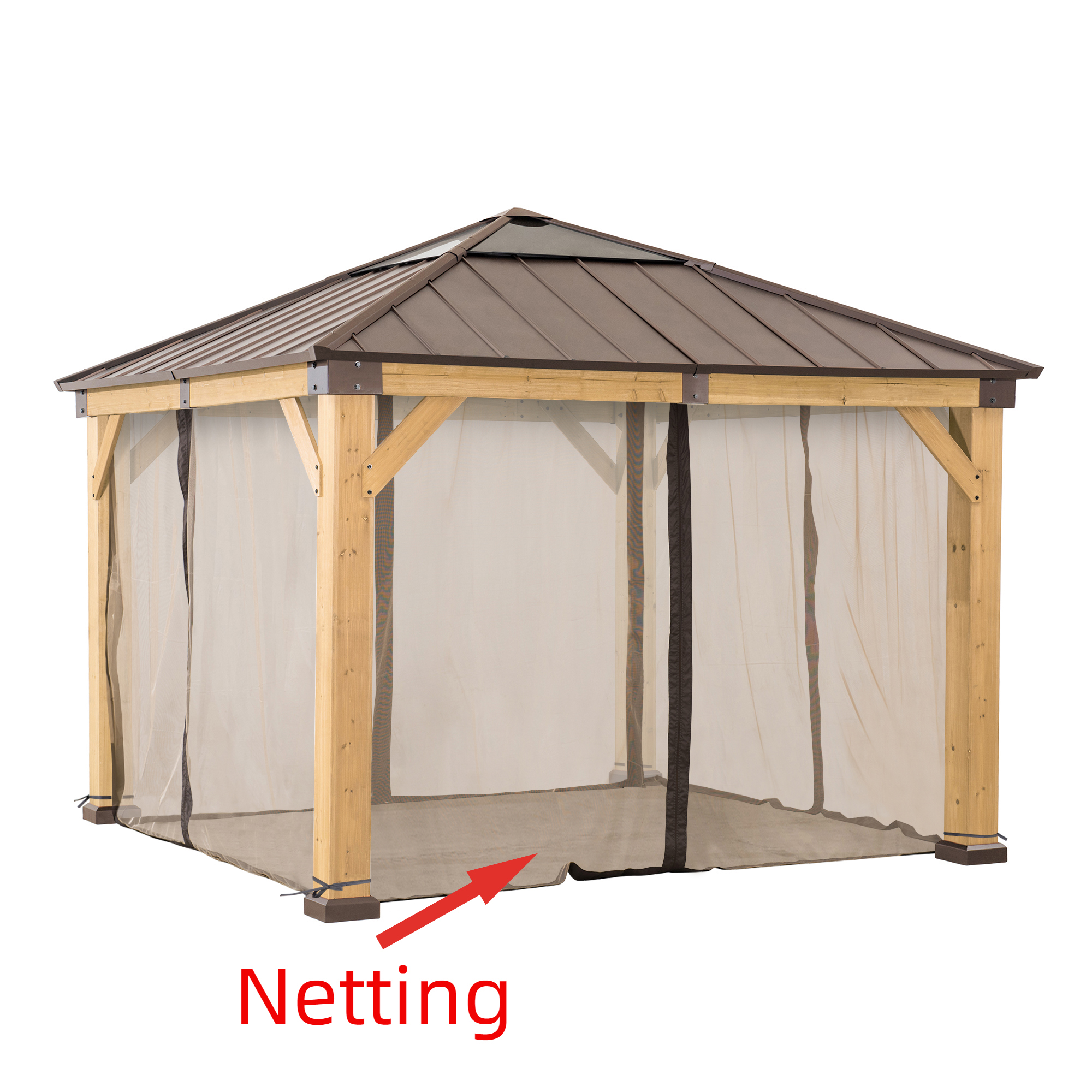 Sunjoy Moustiquaire universelle pour gazebos à ossature de bois de 11 pi × 11 pi