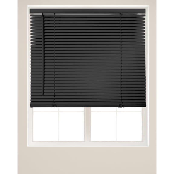 Cordless Vinyl Window Blinds, Horizontal Mini Slats for Privacy and Light Filtering, Black