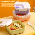 thumbnail image 4 of Lunch Box Compartments Portable Office Square Oven Food Container Leak-Proof Sealing Plastic Carrying Kitchen Organizer with Spoon Pink, 4 of 9