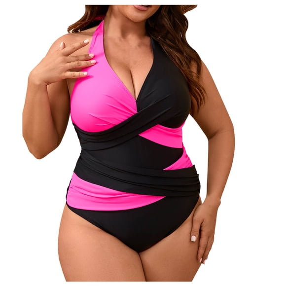 FcBaudy One Piece Swimsuit Women,Bikini Sets for Women Women Summer Solid Patchwork Deep V Underwire Bikini Sports Swimsuit Women Nylon Swimsuit