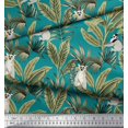 thumbnail image 2 of Soimoi Modal Satin Fabric Leaves & Lemur Animal Print Fabric by Yard 42 Inch Wide, 2 of 3