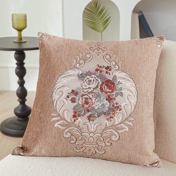 Meitianfacai 17.7 Pouces 45cm Wide Wide Lot d'Oreillers à Fleurs Embossées Européennes Coussins de Taille pour Canapé Voiture Chambres Maison Dossiers Taies d'Oreiller, Kaki