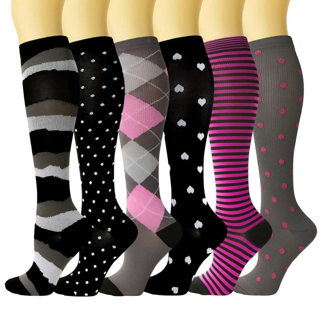 WEAIXIMIUNG Bas de Compression pour Femmes 15-20 Mmhg Bas de Compression de Sport pour Adultes Bas de Sport Bas Élastiques Bas Bas de Compression