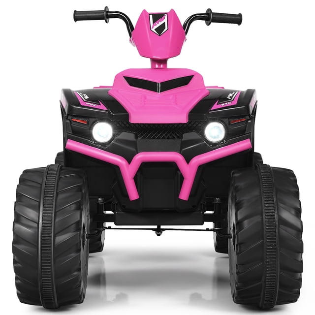 Patiojoy 12V Electric Kids Quad ATV Ride on Car with LED Lights& Bluetooth Pink