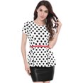 thumbnail image 1 of INSPIRE CHIC Hauts à Basque pour Femmes à Manches Courtes avec Ceinture, Pois, Col Rond, 1 of 6