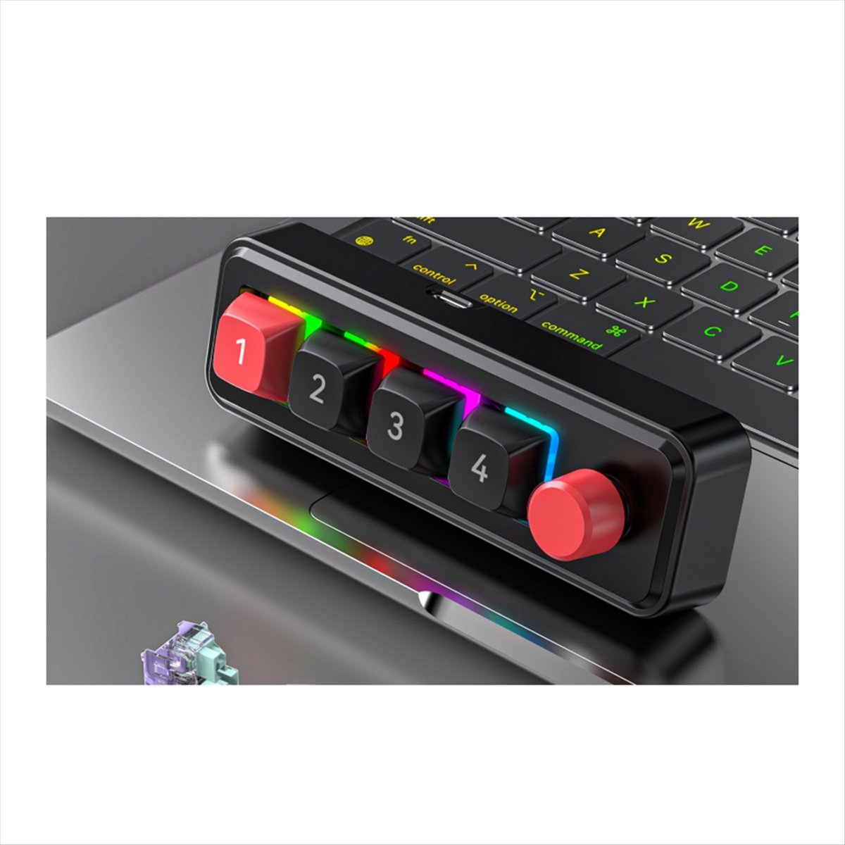 Mechanical Keyboard 4 Keys 1 Knob Macro Programming Keyboard RGB Wired Hot Swap Macro Gaming Mechanical Keyboard Black