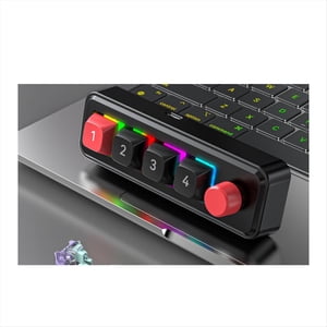 Clavier mécanique 4 Clés 1 Clavier de programmation Macro Knob RGB Clavier mécanique de jeu Macro à chaud filaire noir