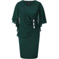 thumbnail image 1 of Hanna Nikole Robe en Chiffon à Manches Courtes pour Femmes Grande Taille avec Volants et Strass, 1 of 7
